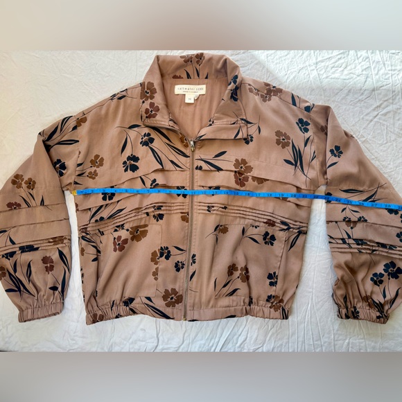 saltwater LUXE Floral Satin Zip Bomber Jacket Coat Tan Asherton Boho Festival M - Picture 10 of 16